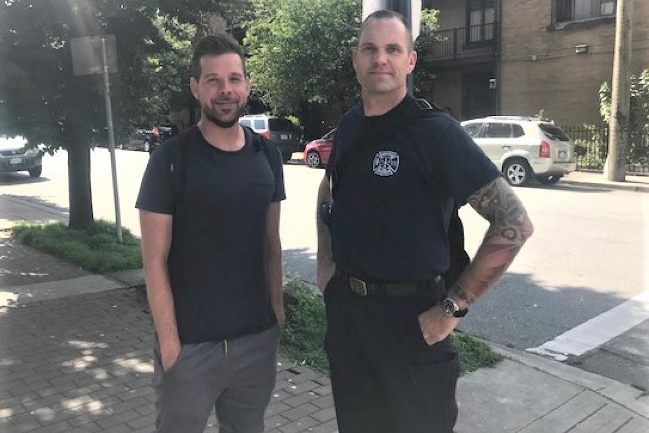 Photo of Chris Dickinson and Captain Jonathan Gormick .