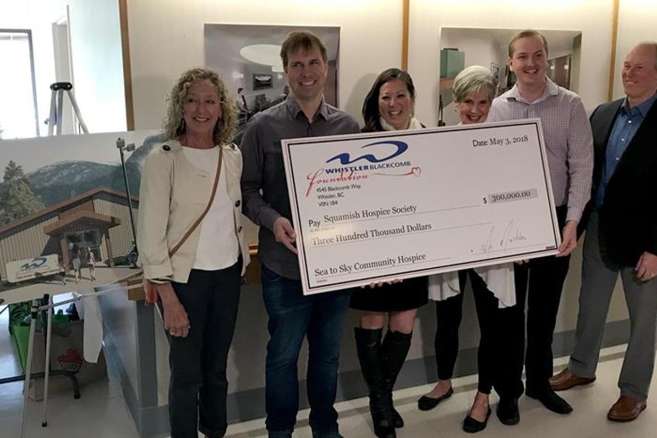 Photo of Squamish Hospice donation cheque.
