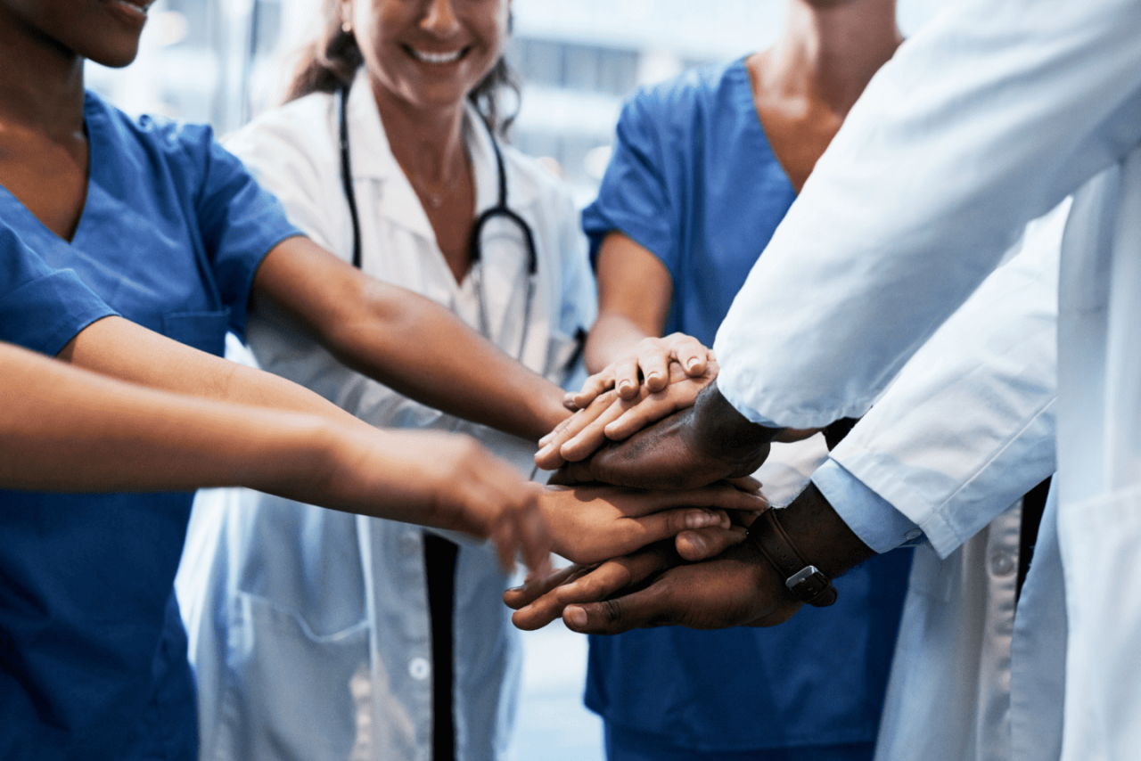 Team of medical professionals during a meeting