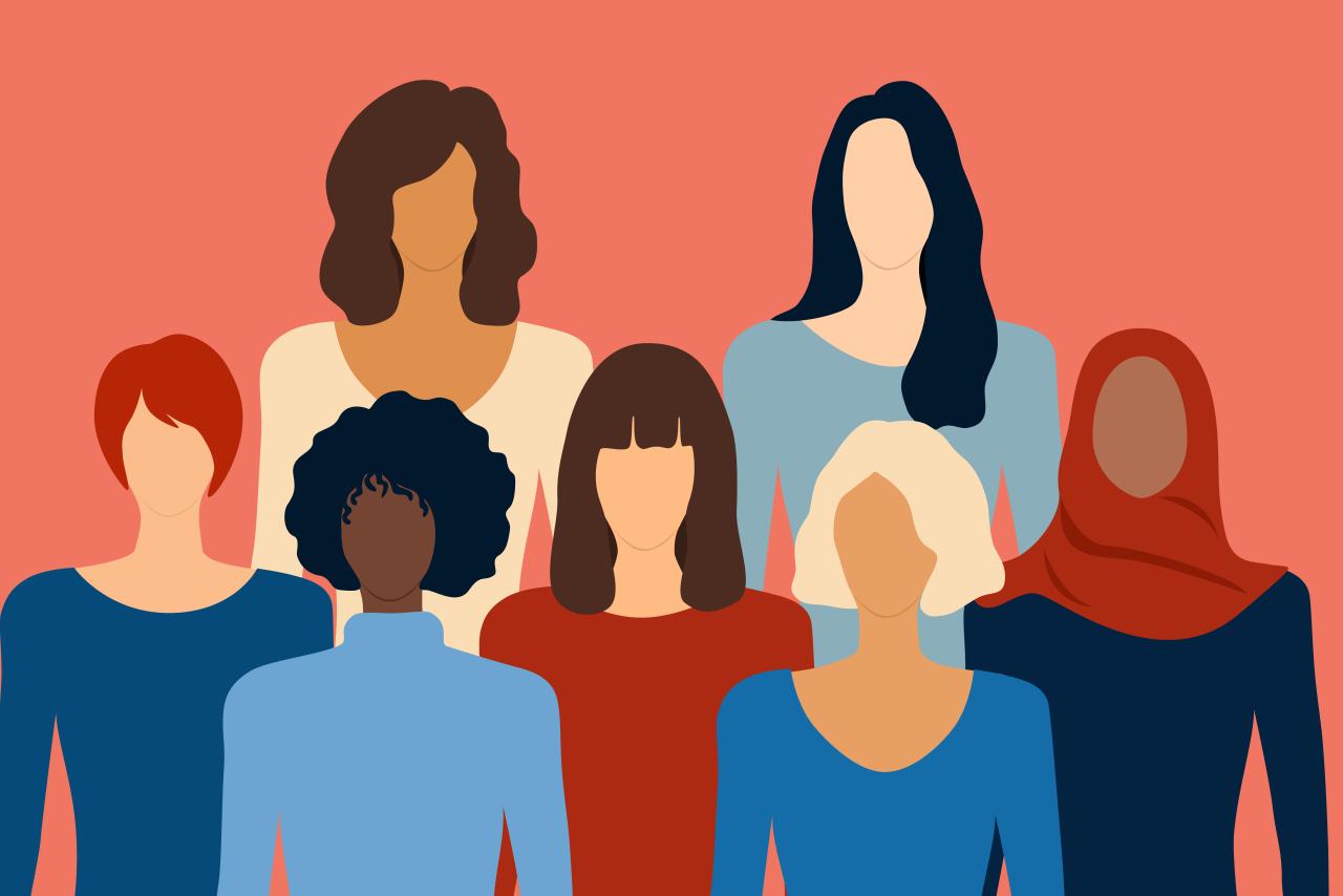 illustration of women standing standing together