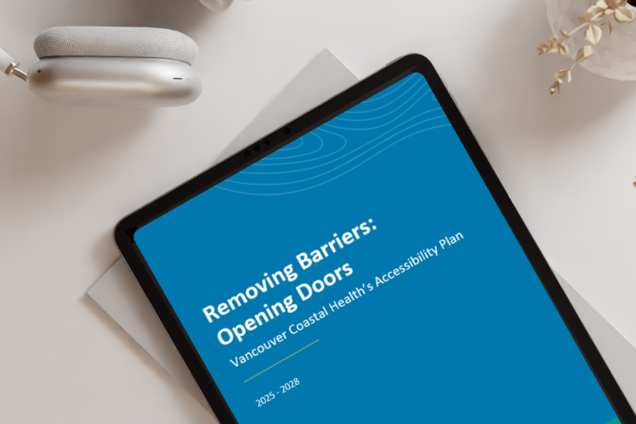Accessibility plan PDF cover page on a tablet screen.
