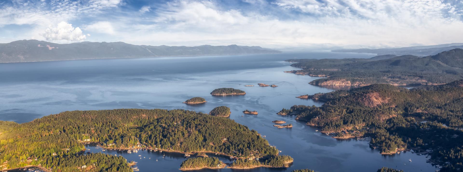 Ariel image of sunshine coast BC