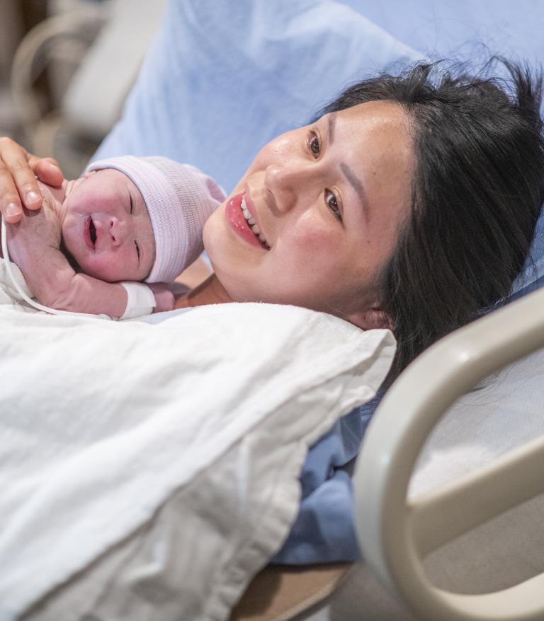 Mother Having Skin-To-Skin Time in the Delivery Room