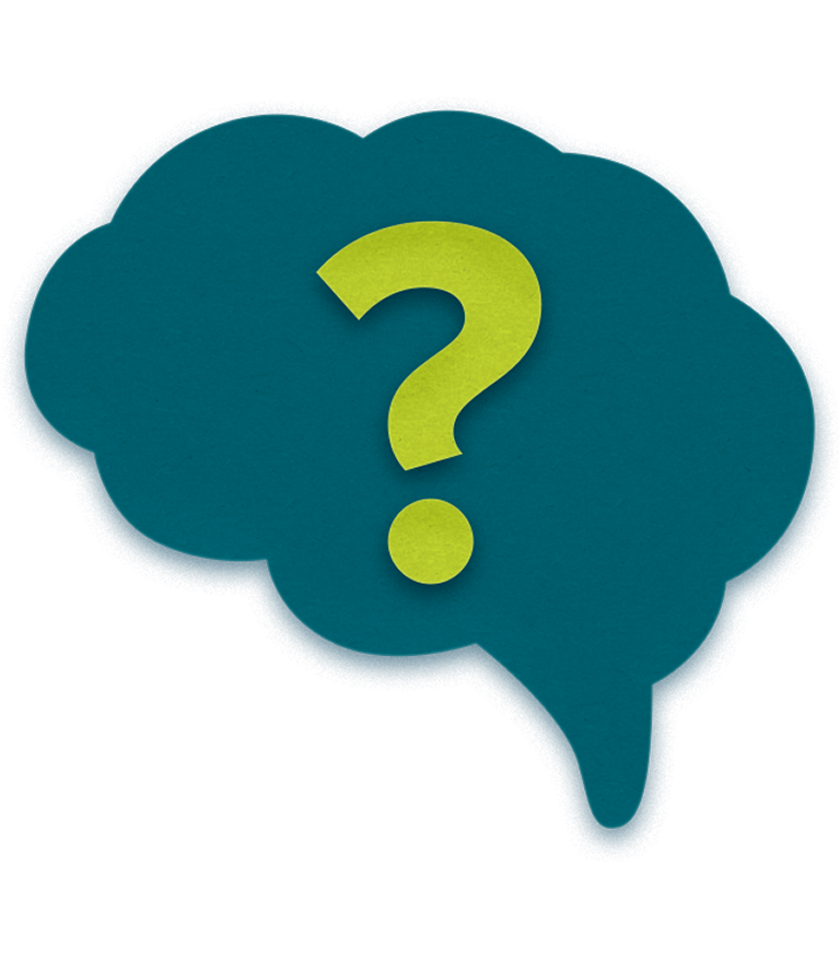 Icon of a brain with a question mark.