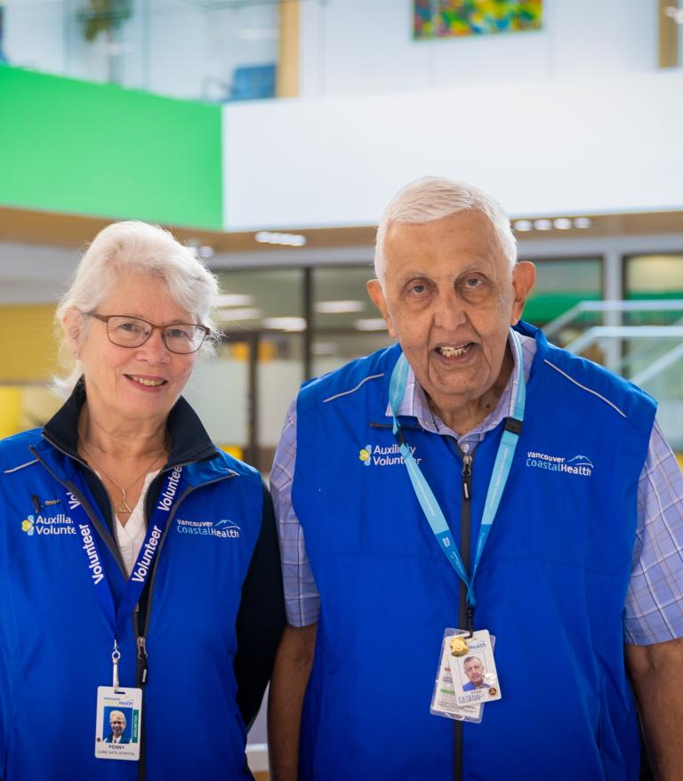 Two volunteers at Lions Gate Hospital