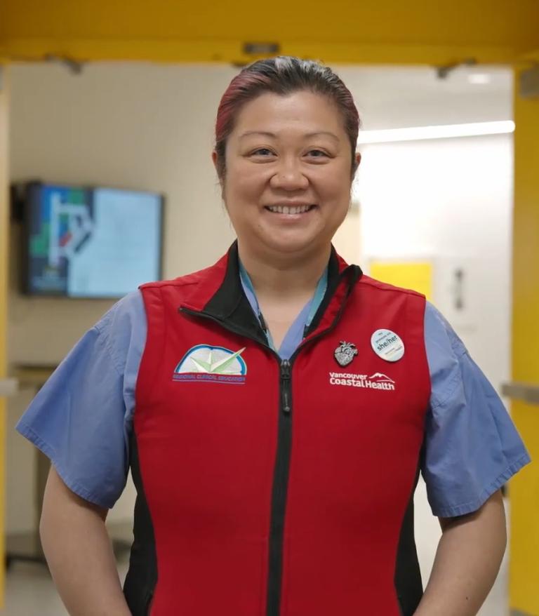 Amy Chin standing inside a hospital