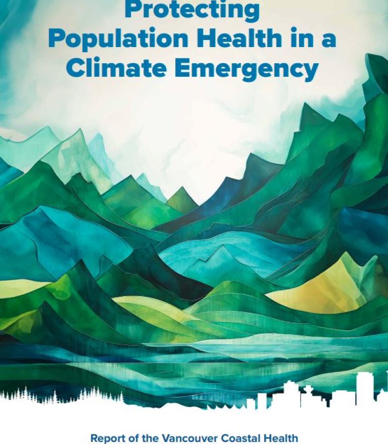 Front cover of a report entitled "Protecting Population Health in a Climate Emergency"