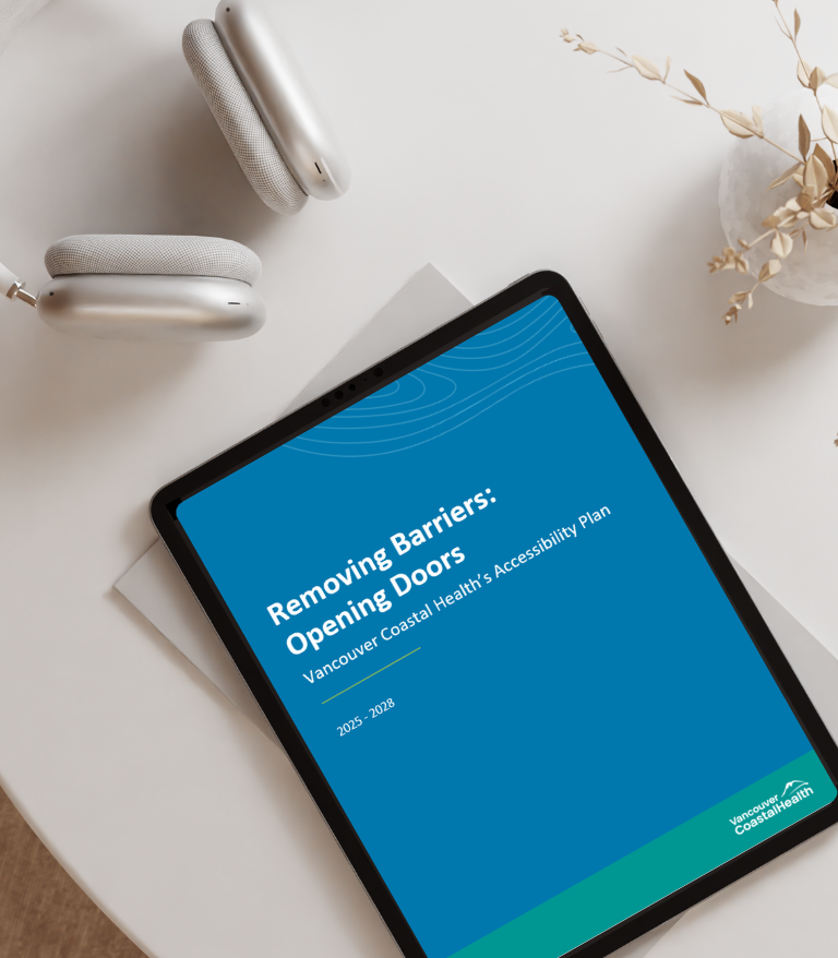 Accessibility plan PDF cover page on a tablet screen.