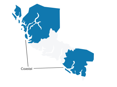 Map showing the Coastal Community of Care