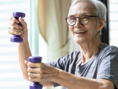 Senior man exercising